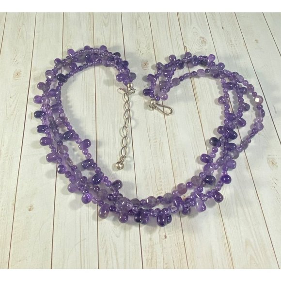Jay King DTR Necklace 925 Amethyst Three Strand Beaded Signed - Picture 6 of 7